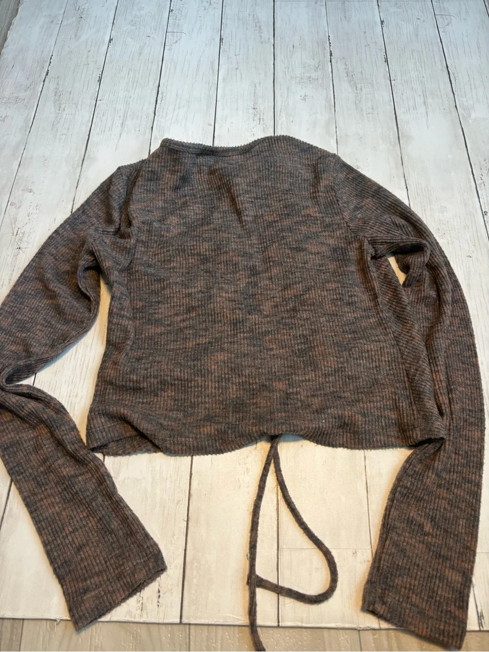 wild fable Heathered Brown Ribbed Cropped Sweater